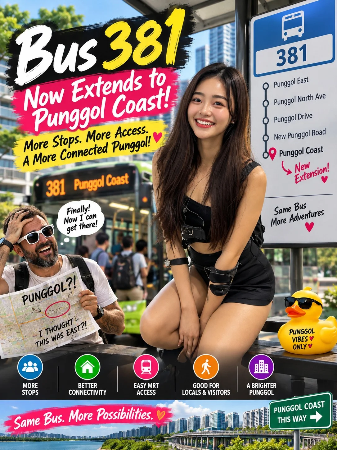 Bus 381 Punggol Coast route news graphic