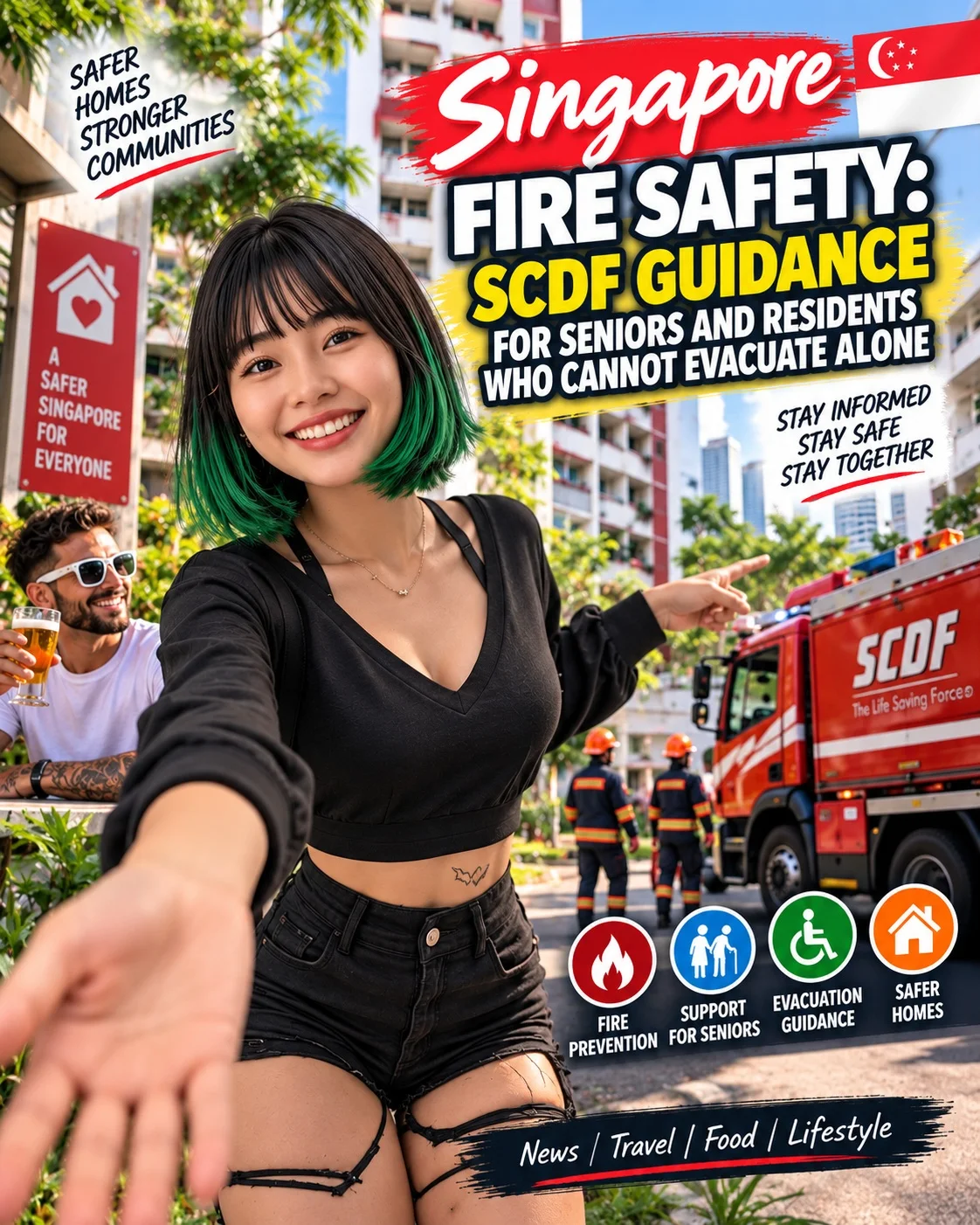 Singapore fire evacuation guidance companion graphic